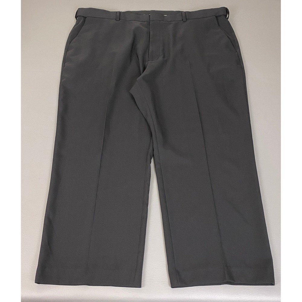 Van Heusen Traveler Dress Pants Men's 46x29 Big & Tall Charcoal Gray Flat Front